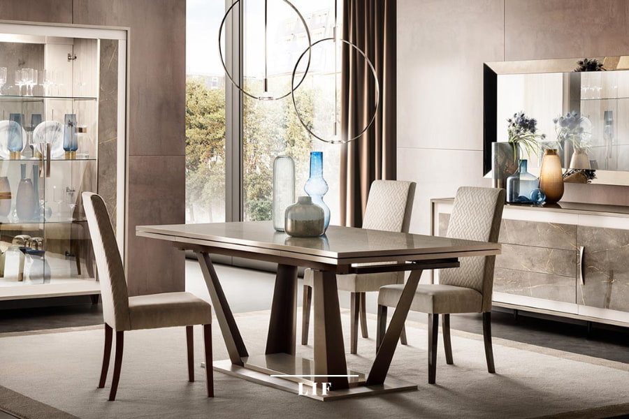 Choose the best upholstery fabrics to revamp your dining room chairs. Ambra collection by Adora