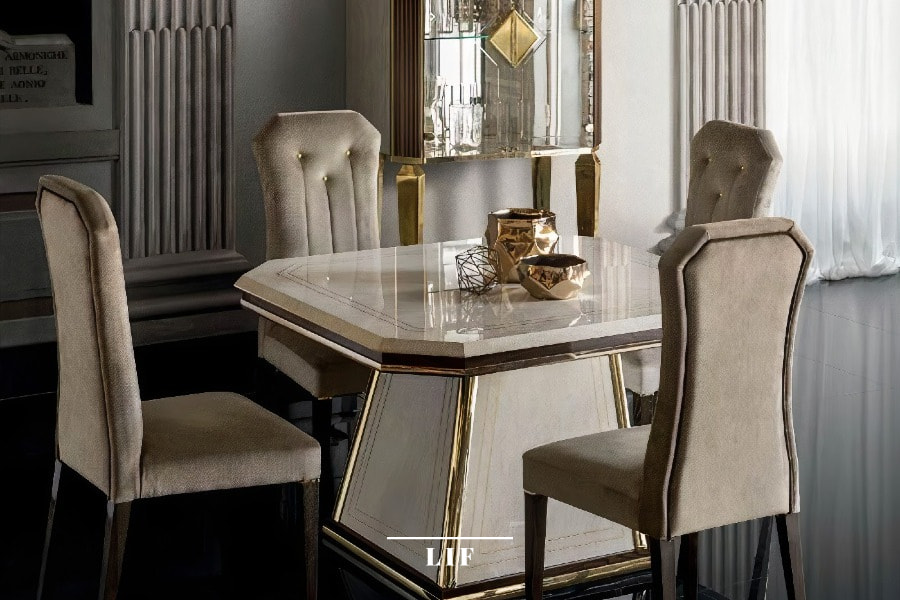 Choose the best upholstery fabrics to revamp your dining room chairs. Diamante collection by Adora